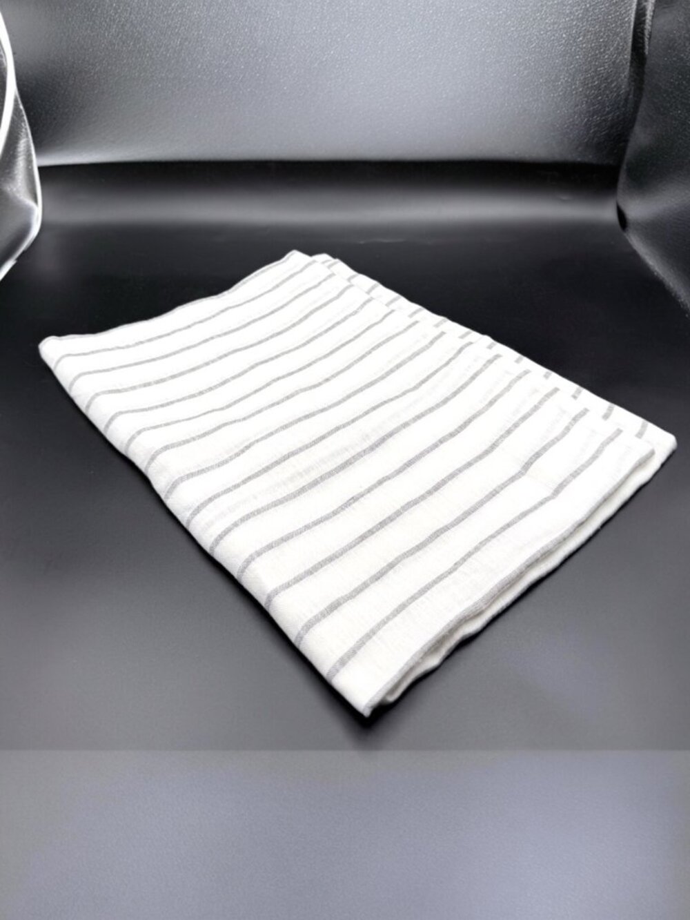 New CRATE & BARREL Linen Standard Pillowcase 20" x 26" Wide Stripe Warm White